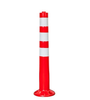เสายางจราจรล้มลุกสีขาว แดง Rubber pole